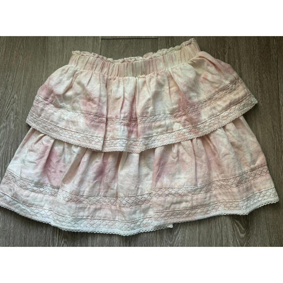 2 C&V Chelsea &‎ Violet Skirt Bundle S Tie-Dye Pink Purple Linen Lace Tiered - Picture 12 of 14